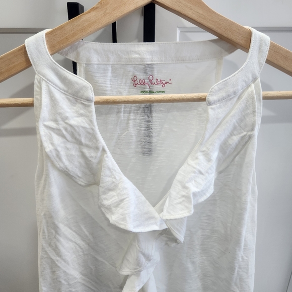 Lilly Pulitzer Shay Resort White Ruffle Top Small - Picture 7 of 10